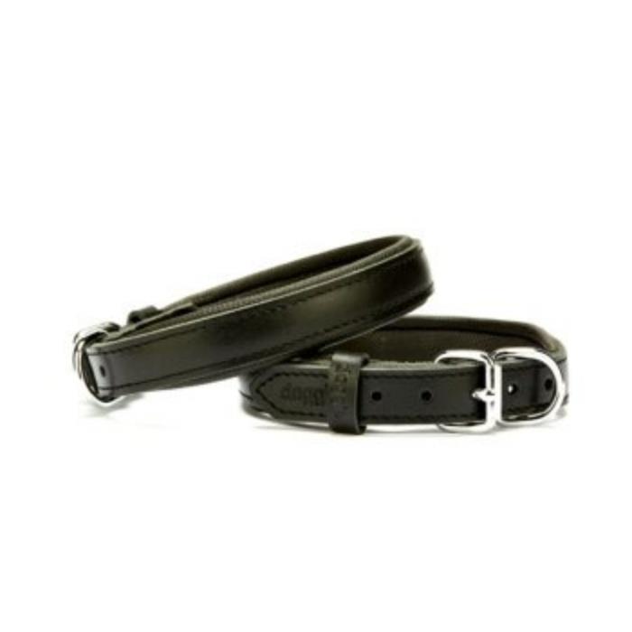 Doggie Konforlu Gerçek Deriden El Yapımı Köpek Boyun Tasması 2x30-35cm - Black