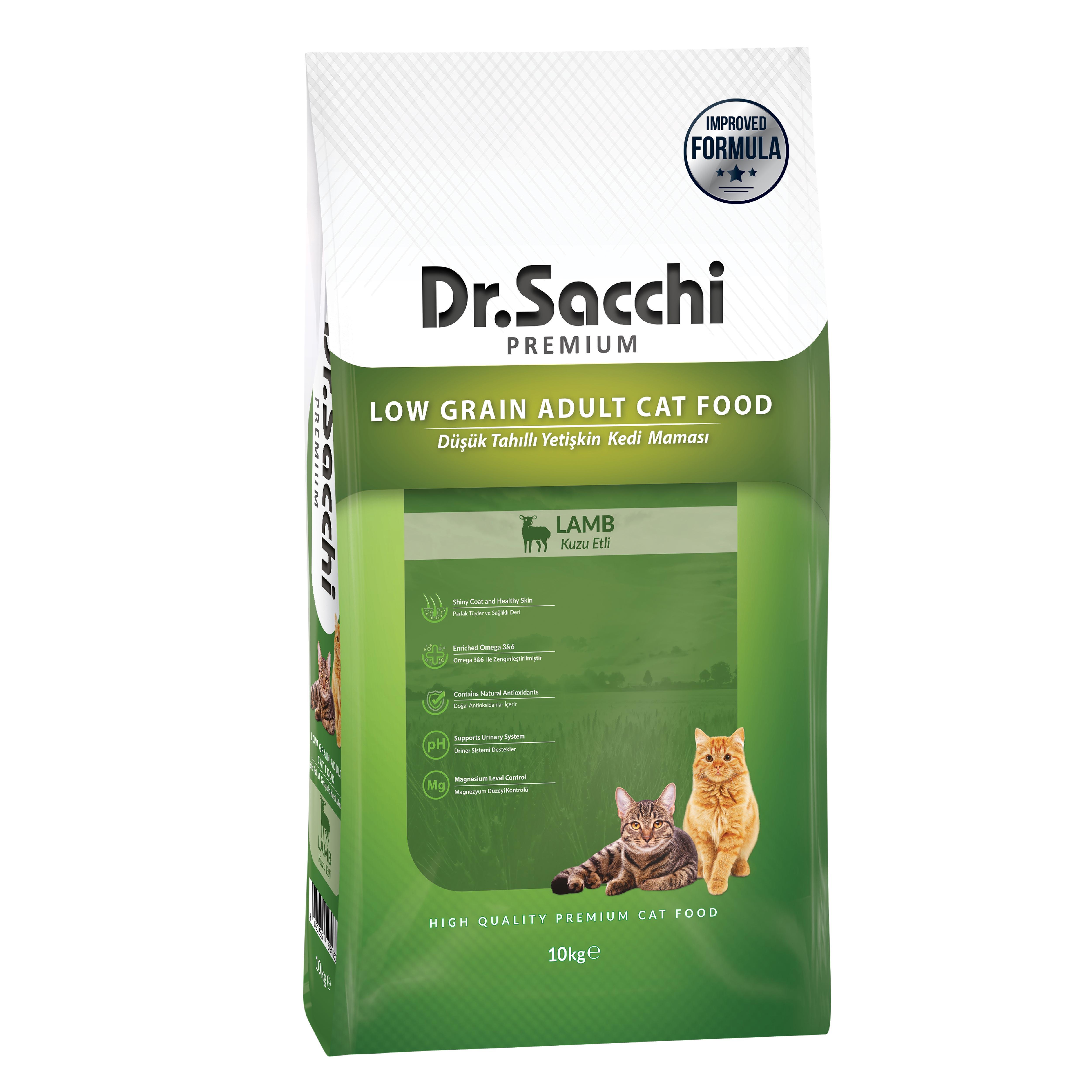 Dr.Sacchi Düşük Tahıllı Kuzu Etli 10 Kg Yetişkin Kedi Maması