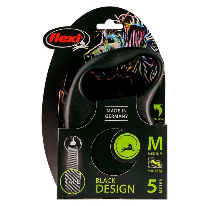 Flexi Black Desing Medium 5m Şerit Gezdirme Siyah