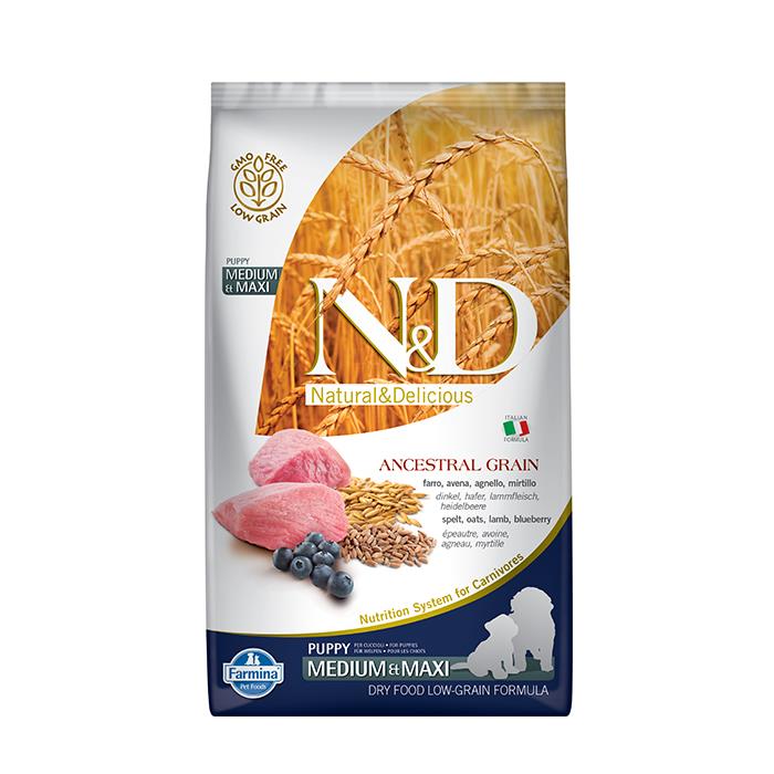 N&D Düşük Tahıllı Kuzu Etli Yaban Mersinli 2.5 Kg Medium Maxi Yavru Kuru Köpek Maması