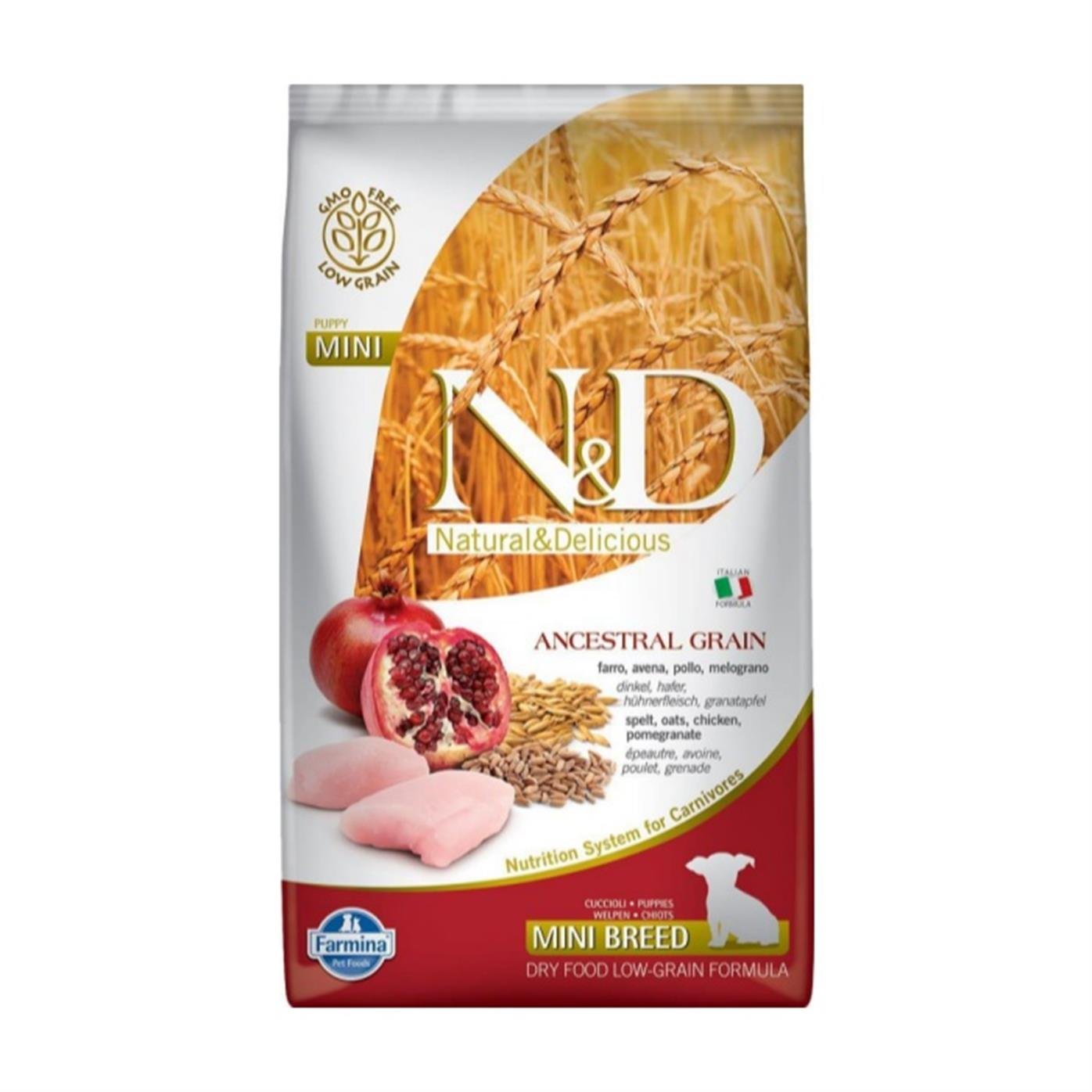 N&D Düşük Tahıllı Tavuk Etli ve Narlı 2.5 Kg Mini Yavru Köpek Maması