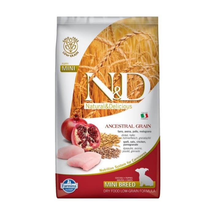 N&D Düşük Tahıllı Tavuk Etli ve Narlı 2.5 Kg Mini Yavru Köpek Maması