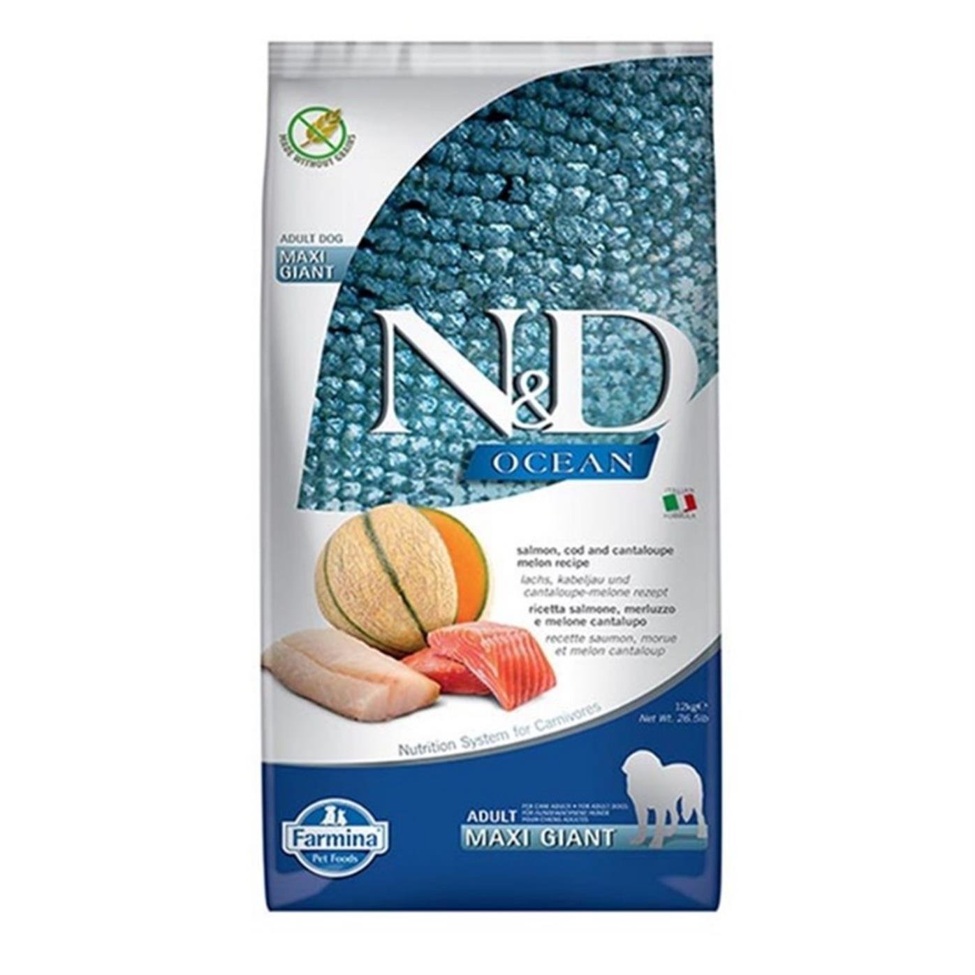 N&D Ocean Tahılsız Somon Morina&Kavun 12 Kg Giant Maxi Yetişkin Kuru Köpek Maması
