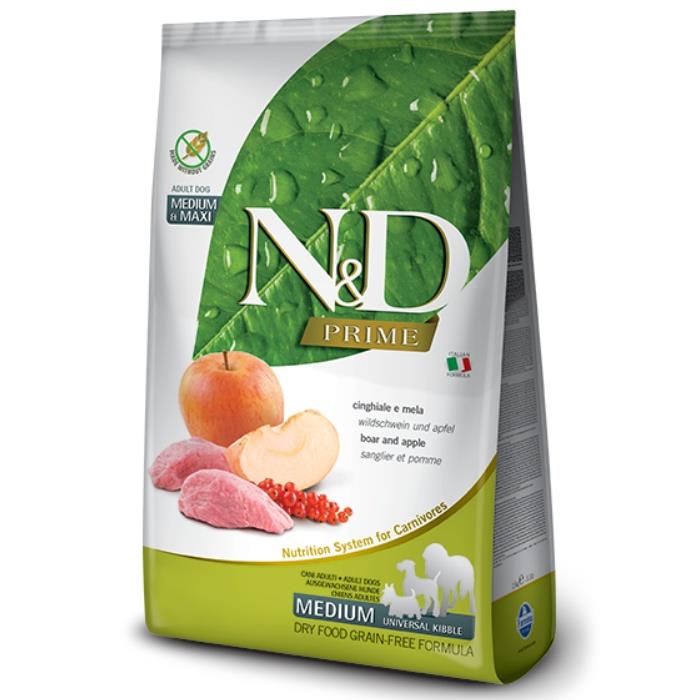N&D Prime Tahılsız Yaban Bomuzu&Elma 2.5 Kg Medium Maxi Yetişkin Kuru Köpek Maması