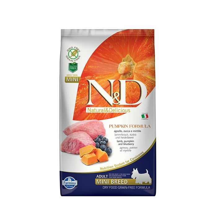 N&D Pumpkin Tahılsız Balkabaklı Kuzu Etli Yaban Mersinli 2.5 Kg Mini Yetişkin Kuru Köpek Maması