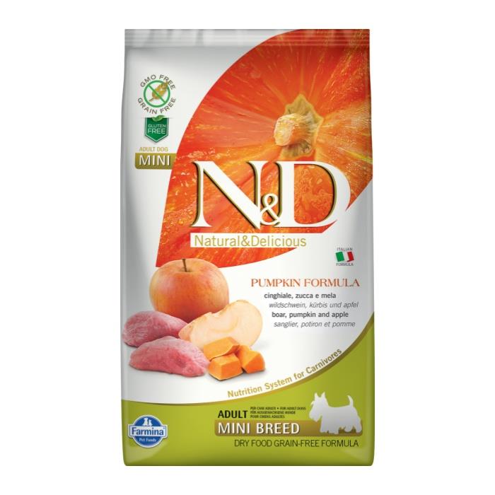 N&D Pumpkin Tahılsız Balkabaklı Yaban Domuzu Etli ve Elmalı 2.5 Kg Mini Yetişkin Kuru Köpek Maması