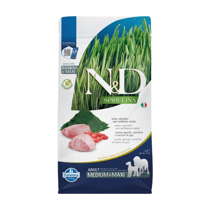N&D Spirulina Kuzu Etli 2 Kg Medium Maxi Yetişkin Kuru Köpek Maması