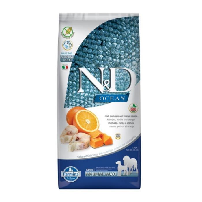 N&D Tahılsız Ocean Balıklı ve Balkabaklı 12 Kg Medium Maxi Yetişkin Kuru Köpek Maması