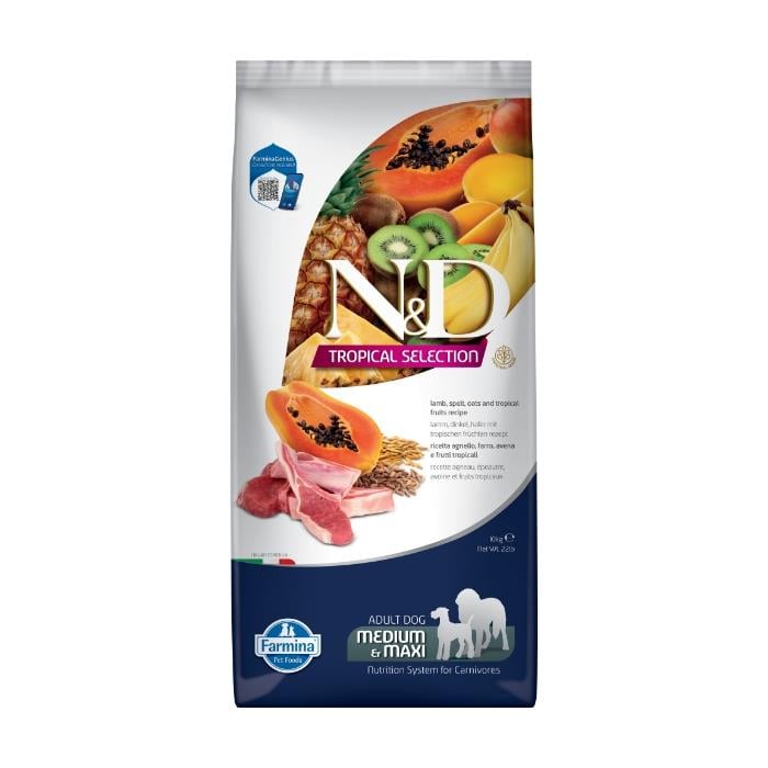 N&D Tropical Selection Kuzu Etli ve Tropikal Meyveli 10 Kg Medium Maxi Yetişkin Kuru Köpek Maması