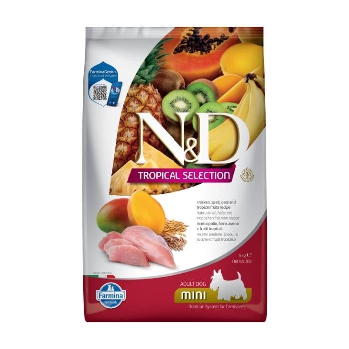 N&D Tropical Selection Tavuklu ve Tropikal Meyveli 5 Kg Mini Yetişkin Kuru Köpek Maması