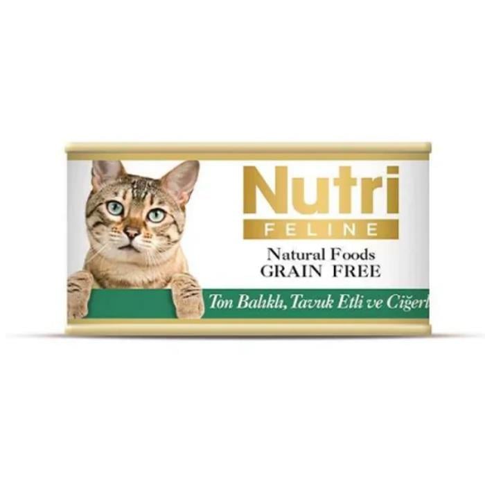 Nutri Feline Ton Balıklı, Tavuk Etli, Ciğerli Yetişkin Kedi Konservesi 85gr