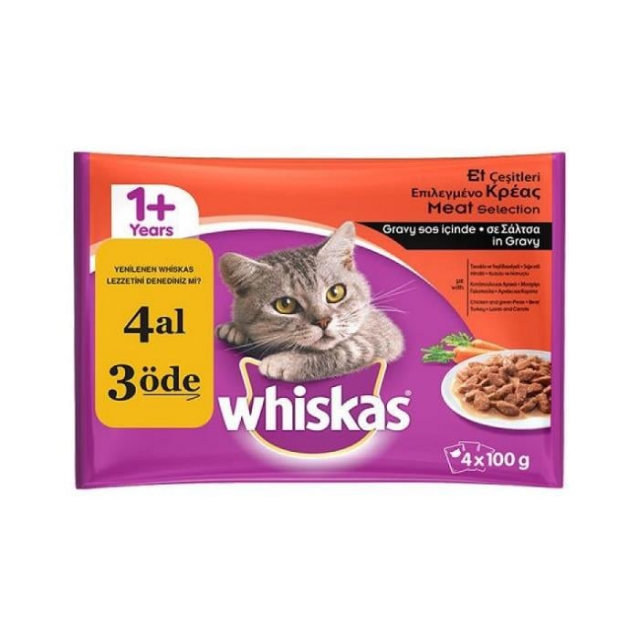 Whiskas Pouch Etli Seçenekleri 85gr 4 AL 3 Öde