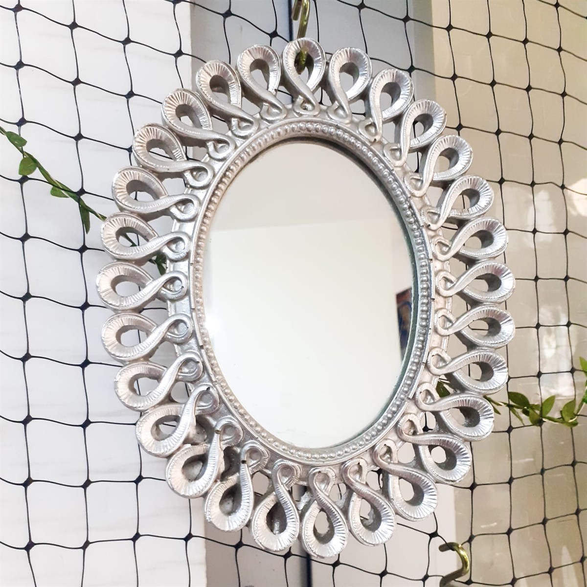 Polyester Döküm Dekoratif 8 Ayna 3 Lü Set Gümüş Renk - Çılgın Trend Ürünleri