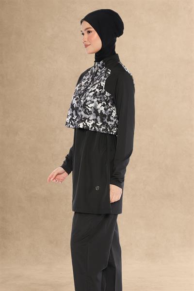 4 Parçalı Tek Cepli Siyah Kapalı Mayo 6202A