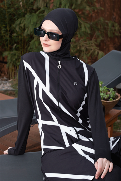 6049 Siyah Tesettür Mayo