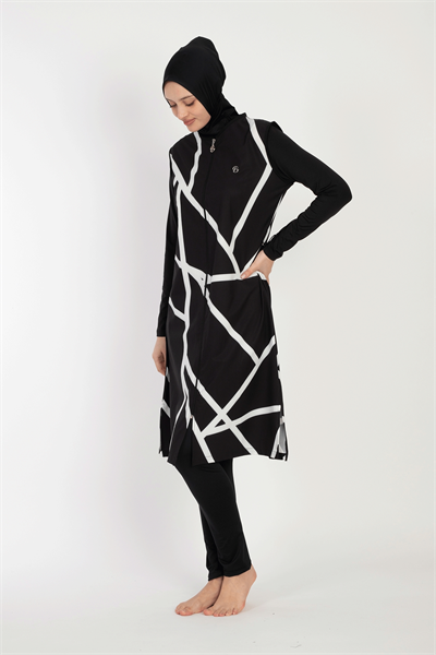 6049 Siyah Tesettür Mayo