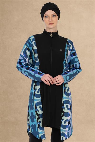 6051 Siyah Tesettür Mayo