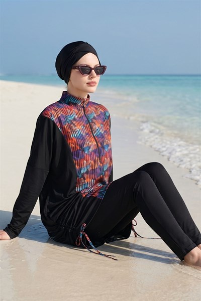 6052 Siyah Tesettür Mayo