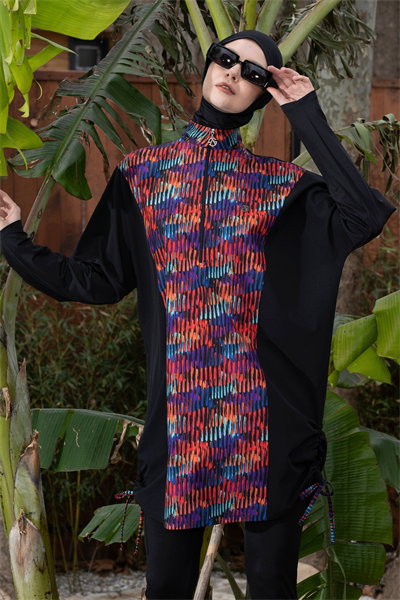 6052 Siyah Tesettür Mayo