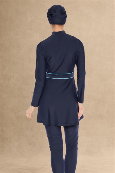 6186A Kapalı Fermuarlı Koyu Lacivert Tesettür Mayo