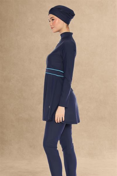 6186A Kapalı Fermuarlı Koyu Lacivert Tesettür Mayo