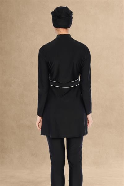 6186A Kapalı Fermuarlı Siyah Tesettür Mayo