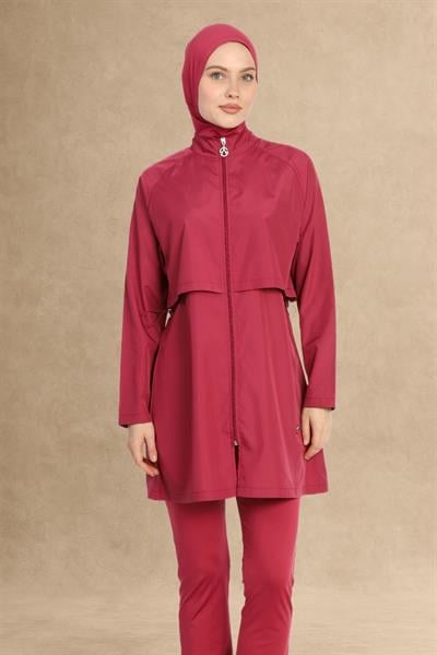 6201A Kapalı Mürdüm Tesettür Mayo