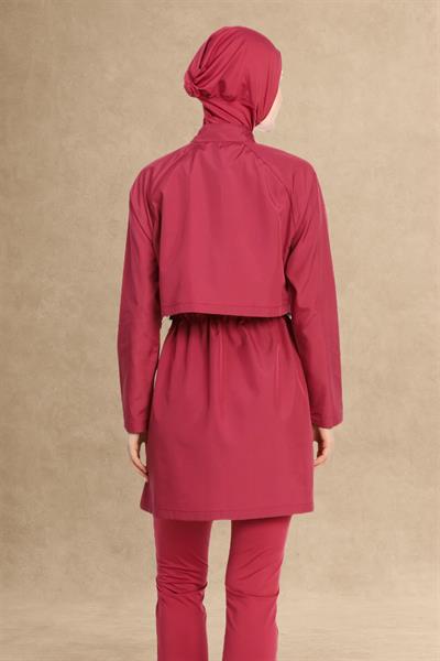 6201A Kapalı Mürdüm Tesettür Mayo