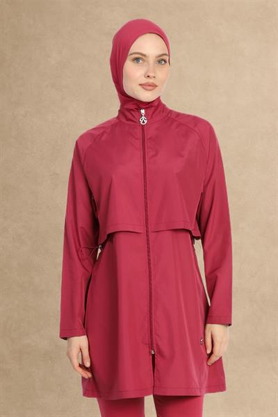 6201A Kapalı Mürdüm Tesettür Mayo