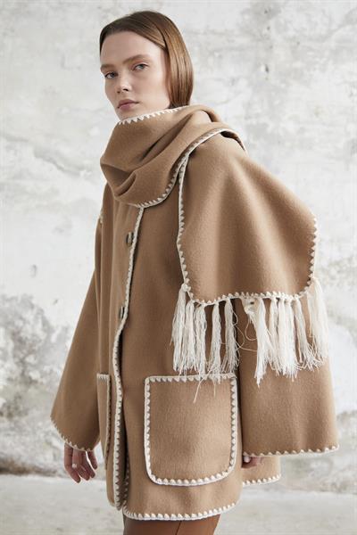 Alira Atkılı Kaşe Camel Ceket