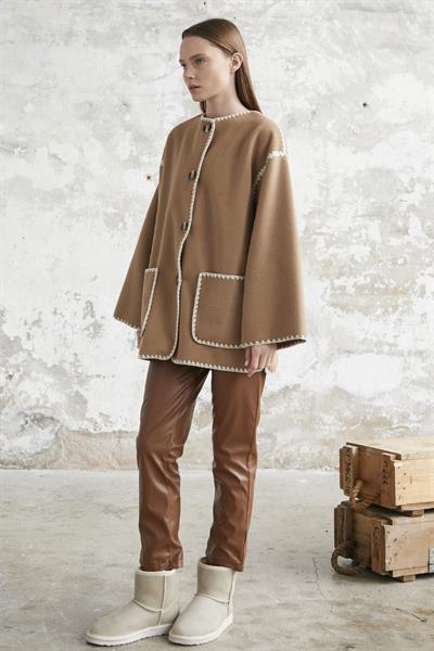 Alira Atkılı Kaşe Camel Ceket