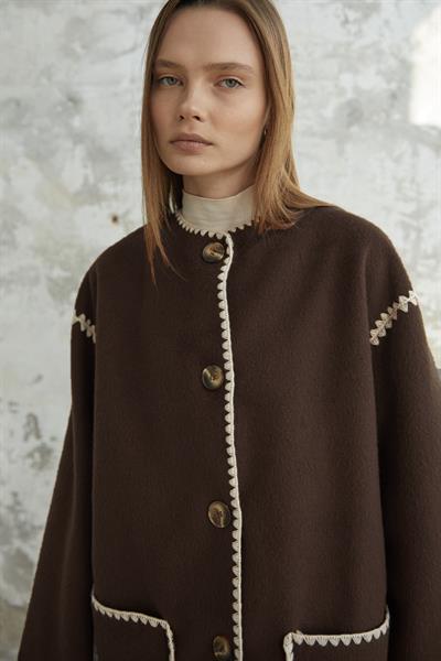 Alira Atkılı Kaşe Kahverengi Ceket