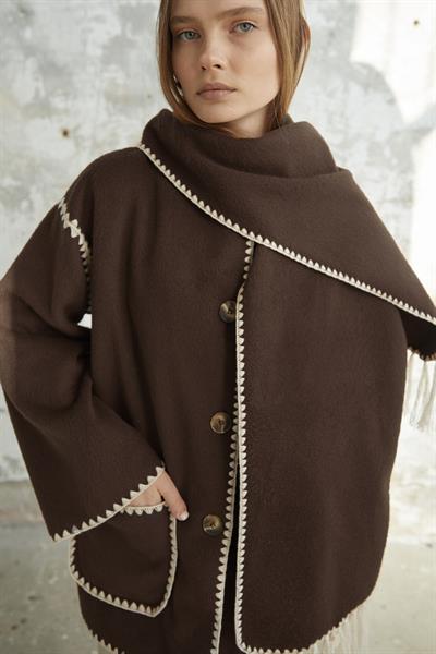 Alira Atkılı Kaşe Kahverengi Ceket