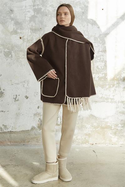 Alira Atkılı Kaşe Kahverengi Ceket