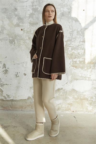 Alira Atkılı Kaşe Kahverengi Ceket