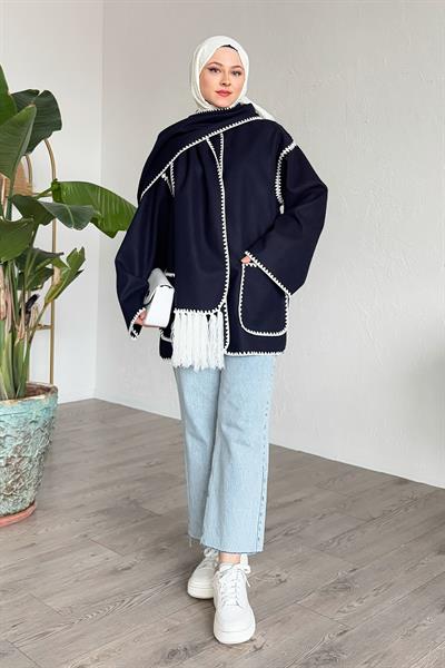 Alira Atkılı Kaşe Lacivert Ceket