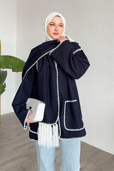 Alira Atkılı Kaşe Lacivert Ceket