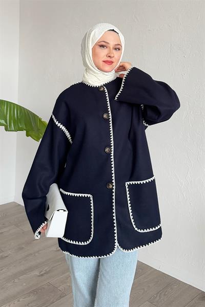 Alira Atkılı Kaşe Lacivert Ceket