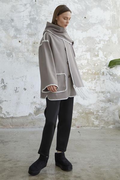 Alira Atkılı Kaşe Latte Ceket