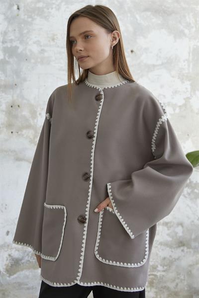 Alira Atkılı Kaşe Latte Ceket
