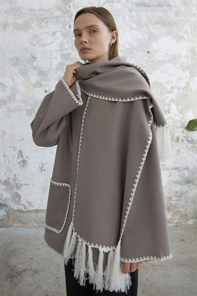 Alira Atkılı Kaşe Latte Ceket