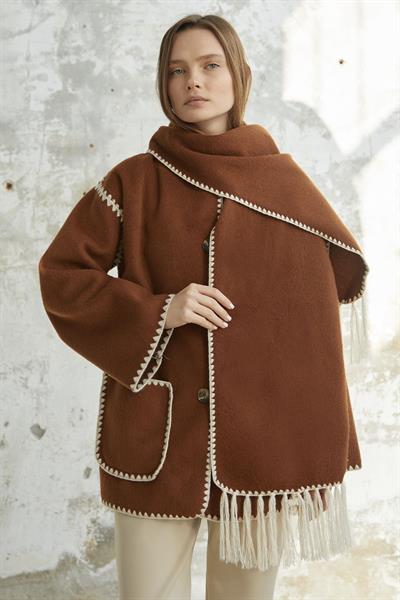 Alira Atkılı Kaşe Taba Ceket