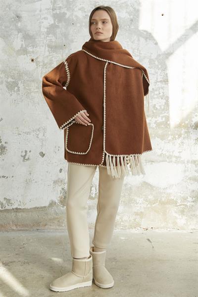 Alira Atkılı Kaşe Taba Ceket