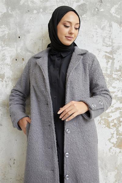 Aliva Astarlı Kuşaklı Kaşe Kaban - Antrasit