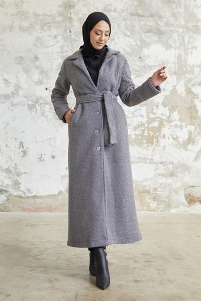 Aliva Astarlı Kuşaklı Kaşe Kaban - Antrasit