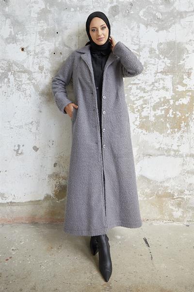 Aliva Astarlı Kuşaklı Kaşe Kaban - Antrasit