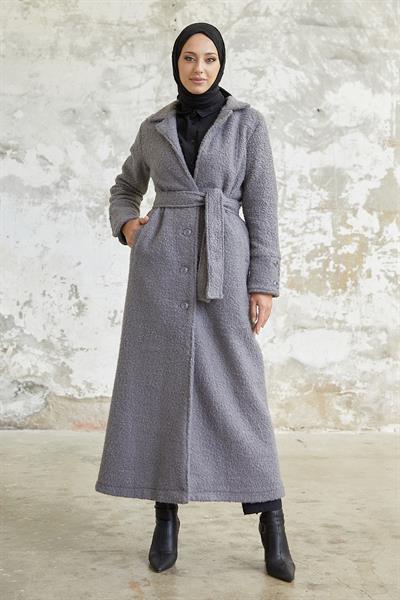 Aliva Astarlı Kuşaklı Kaşe Kaban - Antrasit