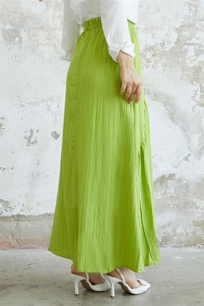 Arina Biye Detay Gofre Etek - Fıstık Yeşili