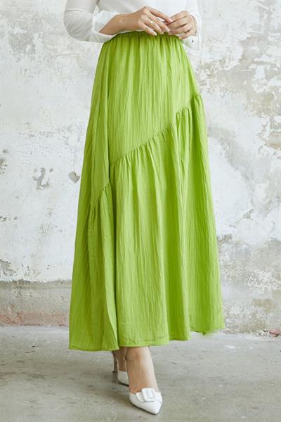 Arina Biye Detay Gofre Etek - Fıstık Yeşili