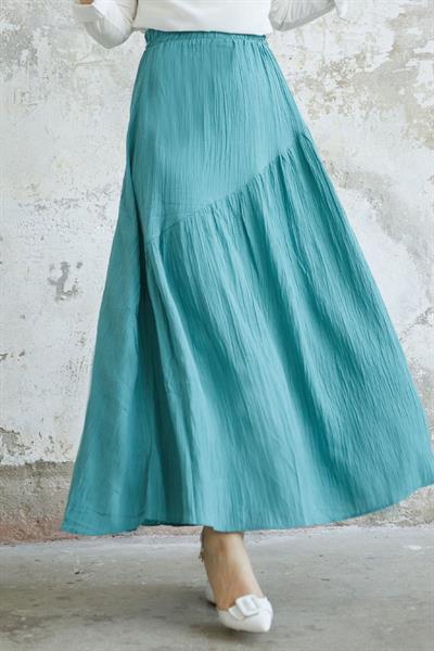 Arina Biye Detay Gofre Etek - Mint